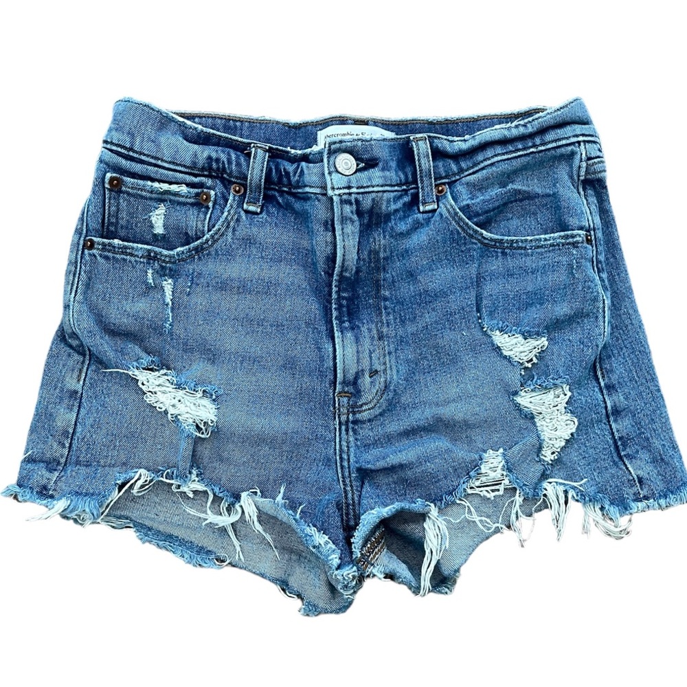 Abercrombie & Fitch The Mom Short High Rise Medium Destroy Raw Hem 28/6 NWOT